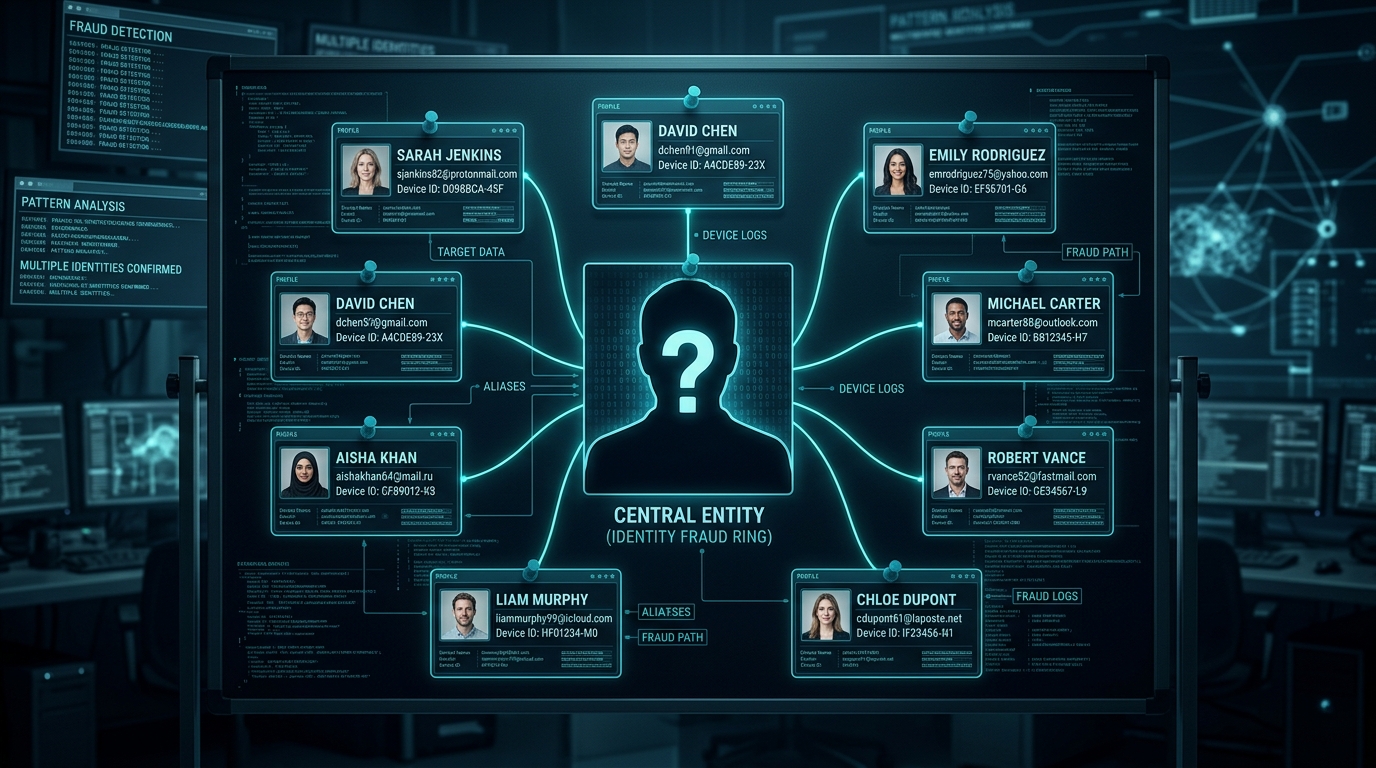 Alias network — multiple fake identities, one source